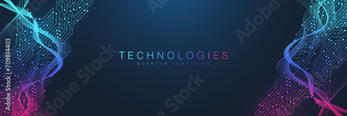 Quantum Computing Idea Design Element Concept. Deep Learning Artificial Intelligence. Generative AI. Big Data Algorithms Visualization For Business, Science Presentations, Posters, Covers