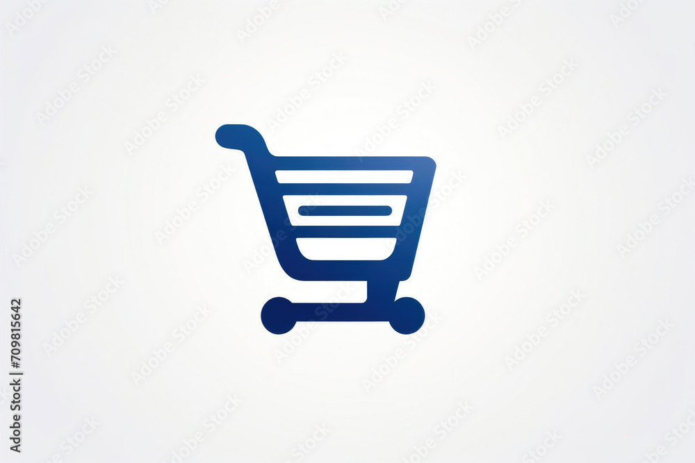 Stylish Minimalism: Navy Cart on White Background Stylish Minimalism: Navy Cart on White Background