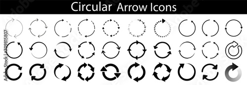 Set of circle arrows rotating.. Black loading symbol. Circle pointer vector set.