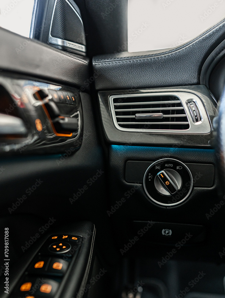 Headlights knob inside a luxury car