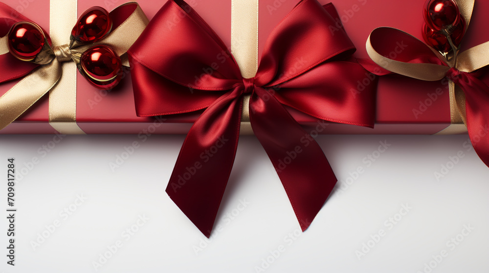 Beautiful red satin gift bow, isolated on white Beautiful red satin gift bow, isolated on white