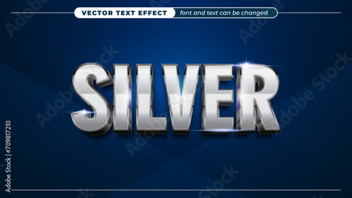 Silver metallic 3D text effect, modern graphic styles