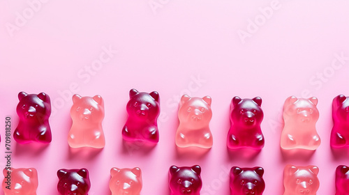 flat lay composition with delicious jelly bears photo