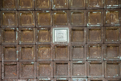 Texture of old destroyed glassworks in an abandoned factory. photo