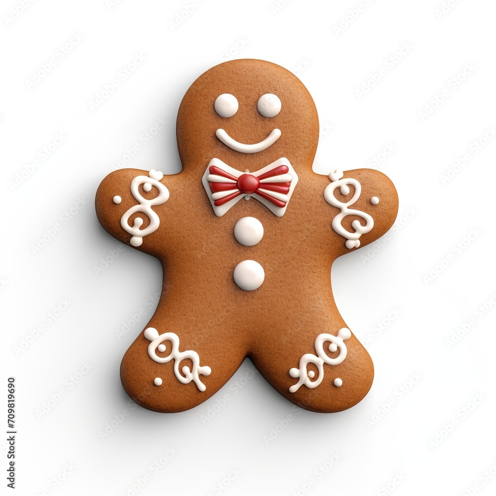 Gingerbread man isolated white background