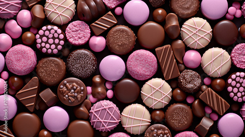 mix of chocolate candies top view