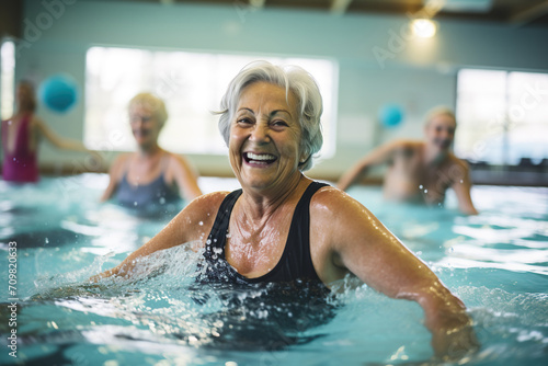 Active senior women enjoying aqua fit class in a pool © Volodymyr