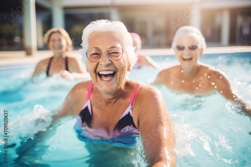 Active senior women enjoying aqua fit class in a pool © Volodymyr
