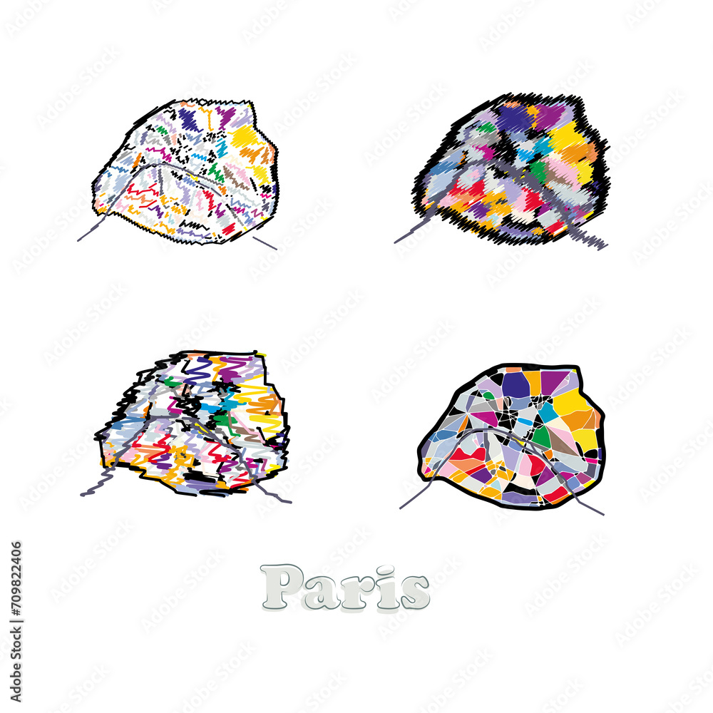 Paris city administrative map. Poster design. Paris city administrative map. Poster design.