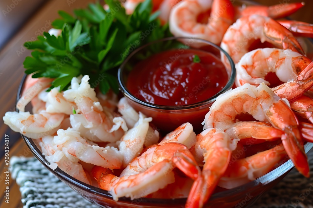 Shrimp Cocktail Platter with Dipping Sauce and Fresh Parsley Shrimp Cocktail Platter with Dipping Sauce and Fresh Parsley