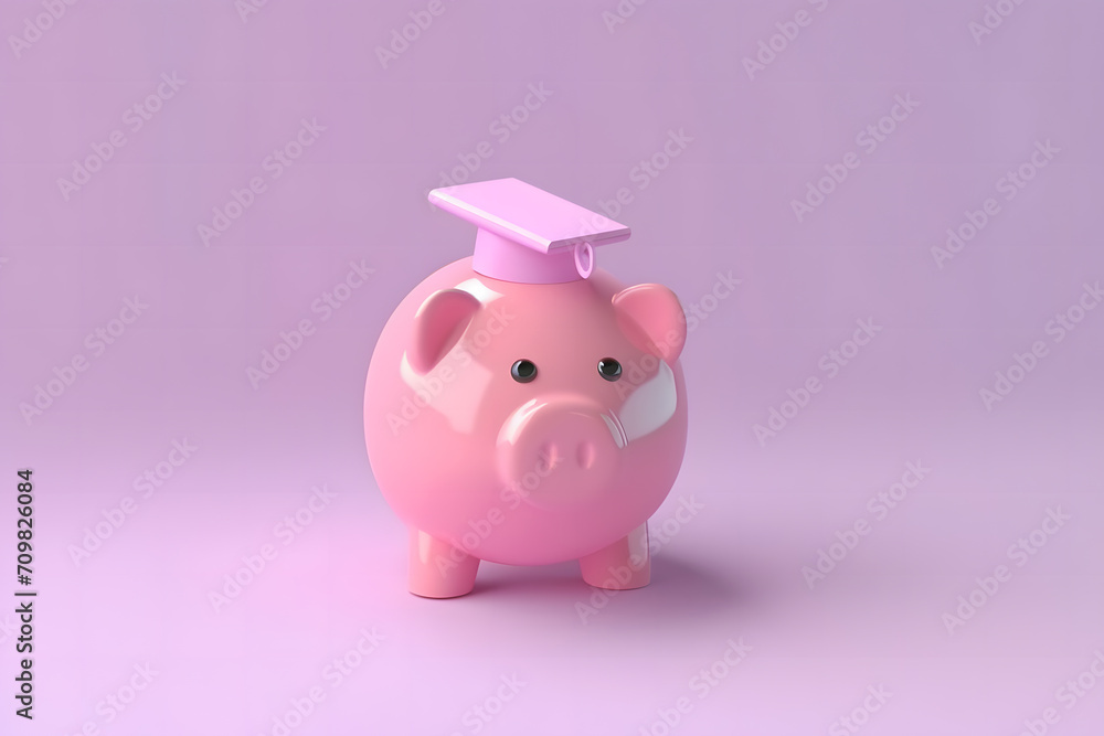 piggy bank With Graduation Cap on old wood,Money saving concept. Neural network AI generated art piggy bank With Graduation Cap on old wood,Money saving concept. Neural network AI generated art