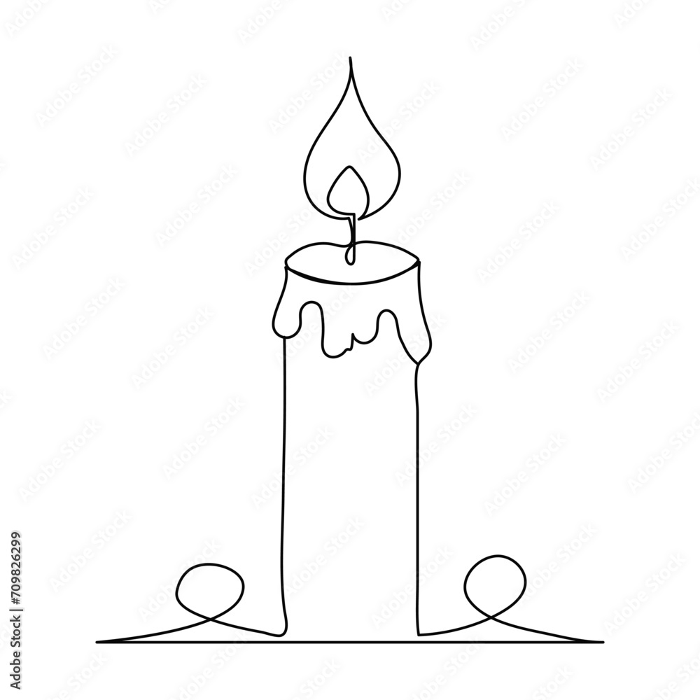 Candle continuous one line drawing of out line vector art illustration Candle continuous one line drawing of out line vector art illustration