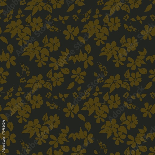 Brown flowers on black background,beautiful pattern