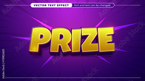 Yellow 3D prize text effect, modern graphic styles