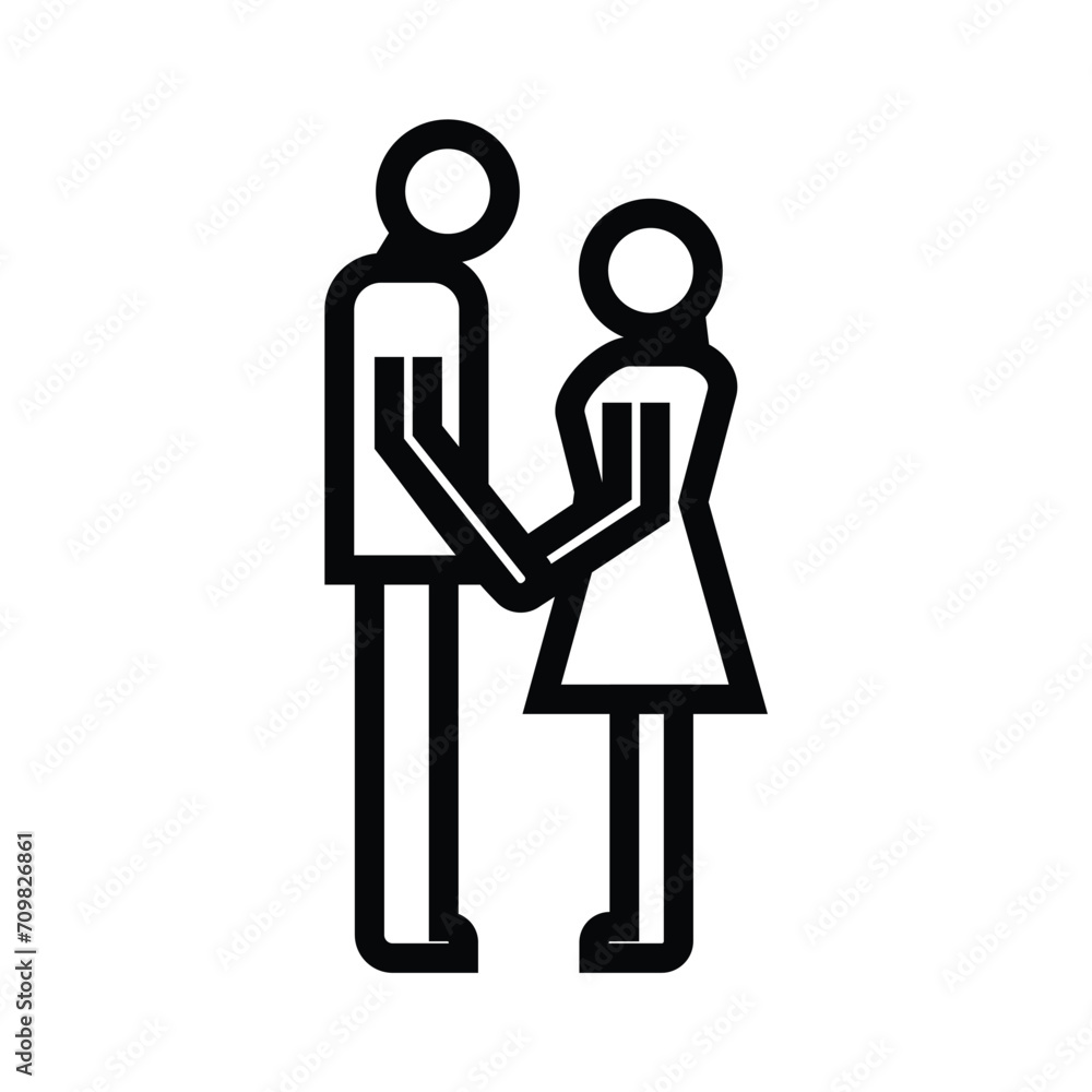 Man and woman holding hands outline icons, minimalist vector illustration and transparent graphic element. Isolated on white background Man and woman holding hands outline icons, minimalist vector illustration and transparent graphic element. Isolated on white background