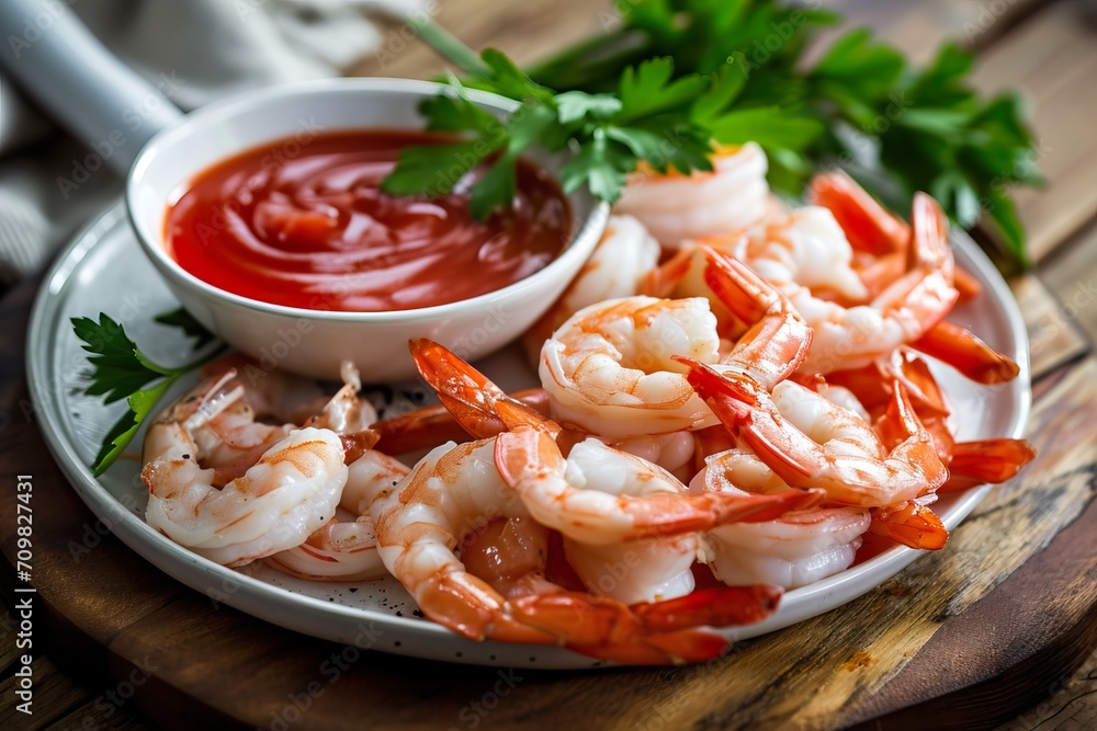 Shrimp Cocktail Platter with Dipping Sauce and Fresh Parsley Shrimp Cocktail Platter with Dipping Sauce and Fresh Parsley
