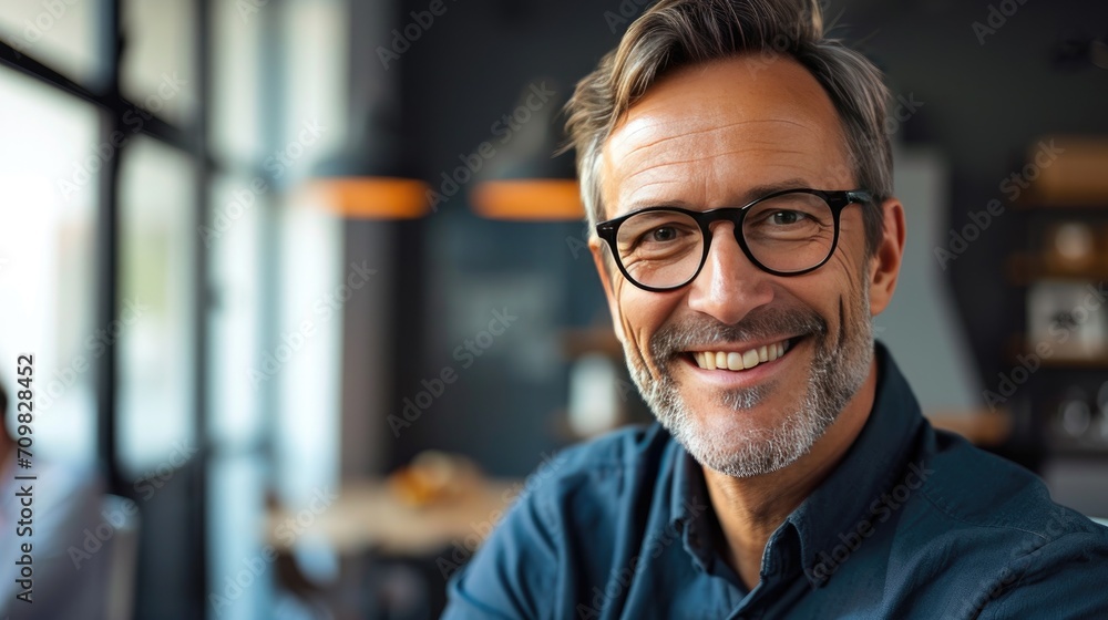 Obraz premium Smiling Man With Glasses
