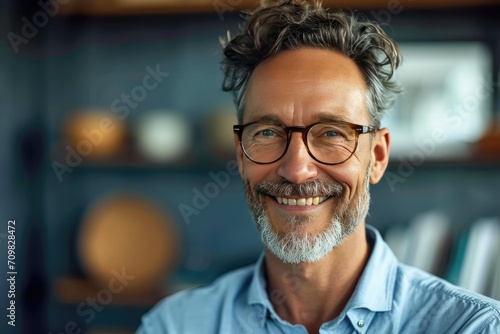Smiling Man With Beard and Glasses