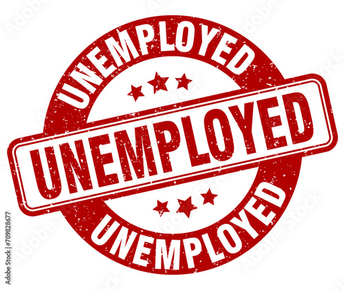 unemployed stamp. unemployed label. round grunge sign