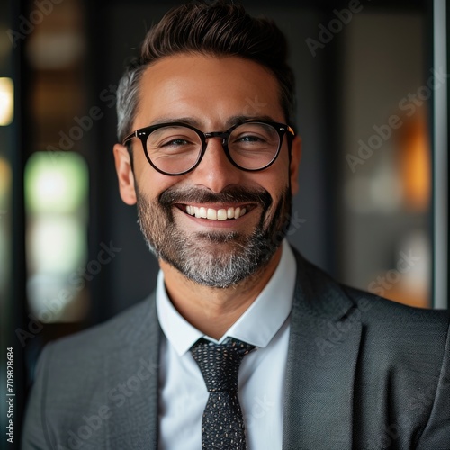 Smiling Man in Glasses and Suit