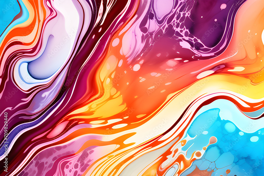Closeup of abstract watercolor paint background texture with liquid fluid marbled paper texture banner texture. Generative AI (생성형 AI) Closeup of abstract watercolor paint background texture with liquid fluid marbled paper texture banner texture. Generative AI (생성형 AI)