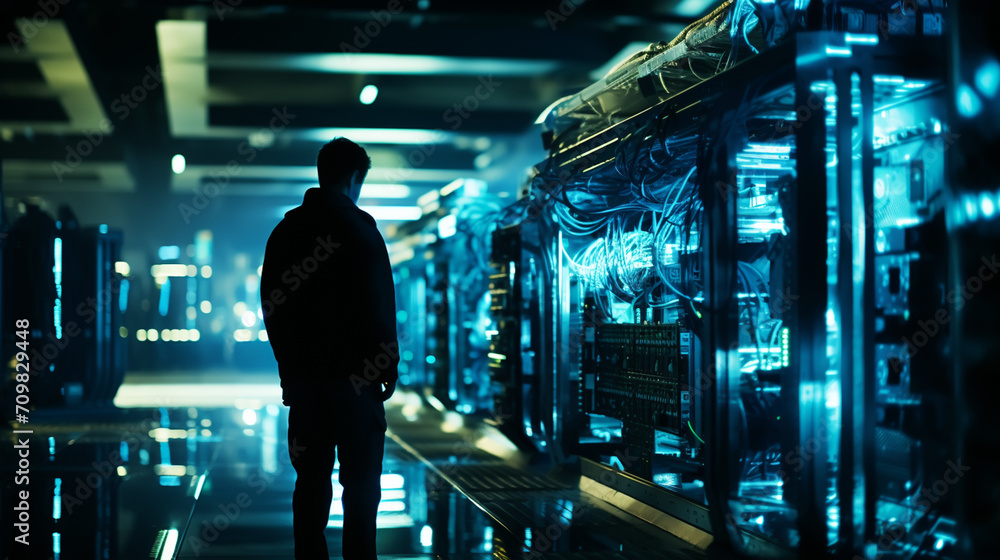 Fototapeta premium technician working in server room