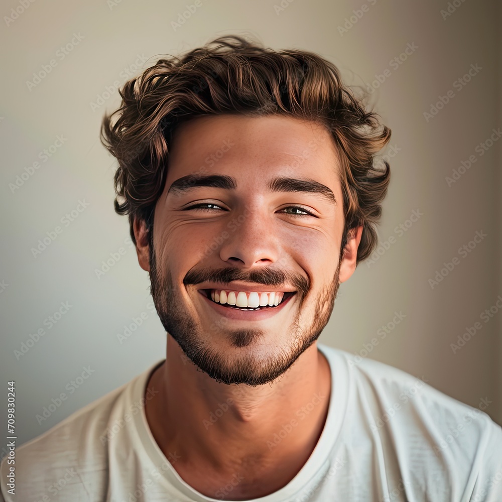 Smiling Bearded Man Facing the Camera Smiling Bearded Man Facing the Camera