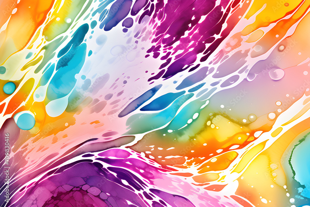 Closeup of abstract watercolor paint background texture with liquid fluid marbled paper texture banner texture. Generative AI (생성형 AI) Closeup of abstract watercolor paint background texture with liquid fluid marbled paper texture banner texture. Generative AI (생성형 AI)