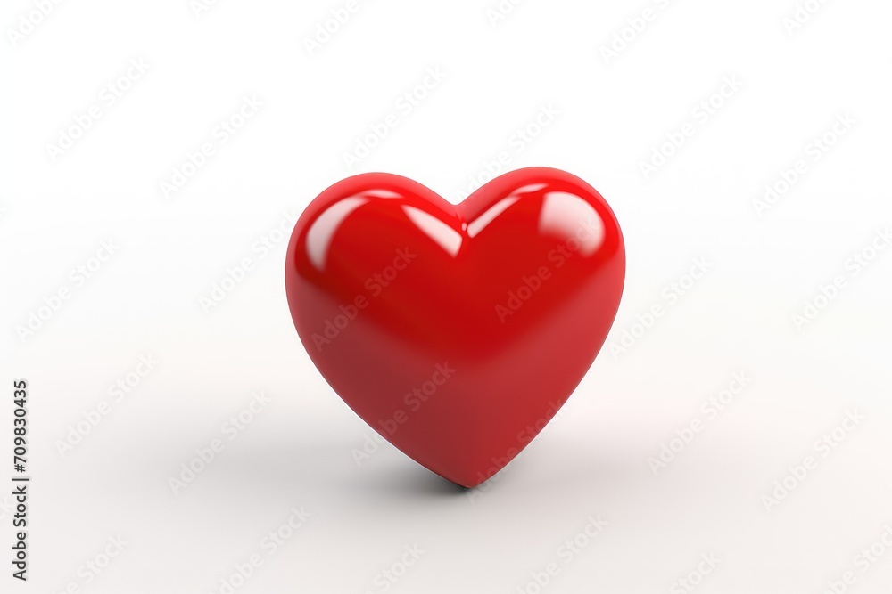 3d red heart icon isolated on white background, 3d render, soft lighting.