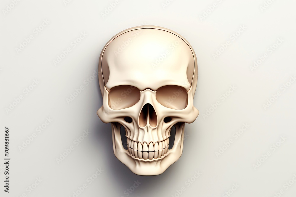 Fototapeta premium Close-up, 3d mockup of abstract skull with minimal background