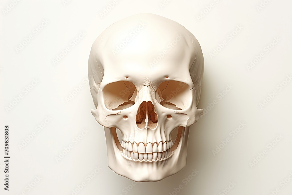 Obraz premium Close-up, 3d mockup of abstract skull with minimal background