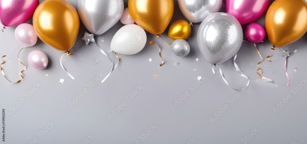 Shiny white, silver, pink, red, balloons on light soft pastel background copy space for text. Festive greeting Card for valentine's day woman's day, Mother's Day, etc.	
 - obrazy, fototapety, plakaty 