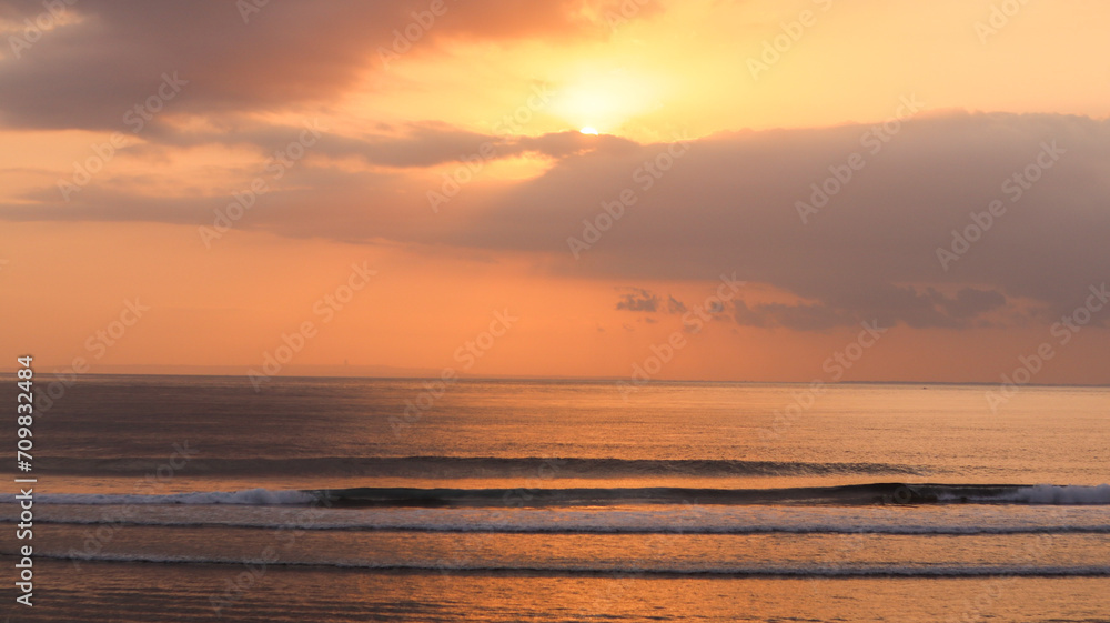 Beautiful sunset over the sea in Pecatu Bali Indonesia