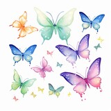 Aquarell eines Schmetterlingsschwarms in lebhaften Farben Illustration