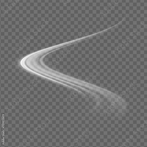 white blur trail wave, wavy line of light speed
