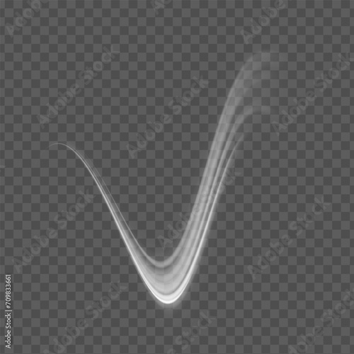 white blur trail wave, wavy line of light speed