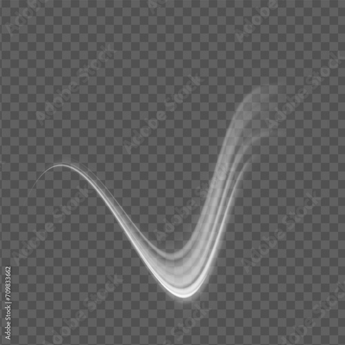 white blur trail wave, wavy line of light speed