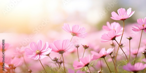 website banner showing beutiful spring flowers - generative ai © Nia™