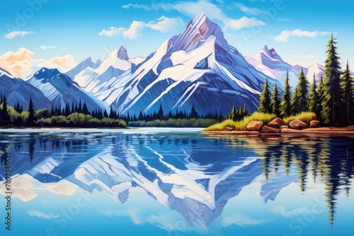 Serene Mountain Landscape with Reflective Lake View