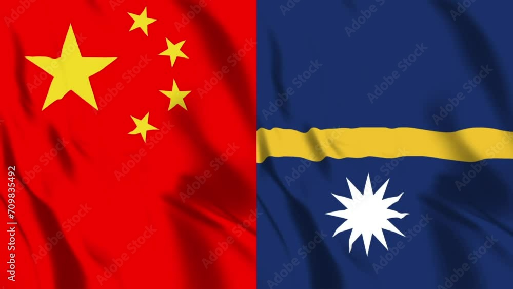 中国とナウルの国旗 中国とナウルの国旗