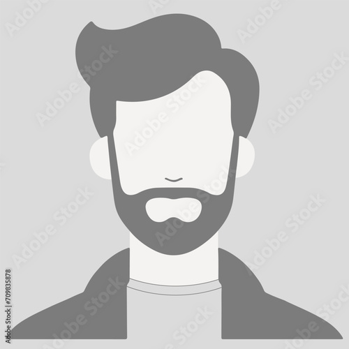 Vector flat illustration in grayscale. Avatar, user profile, person icon, profile picture. Suitable for social media profiles, icons, screensavers and as a template.