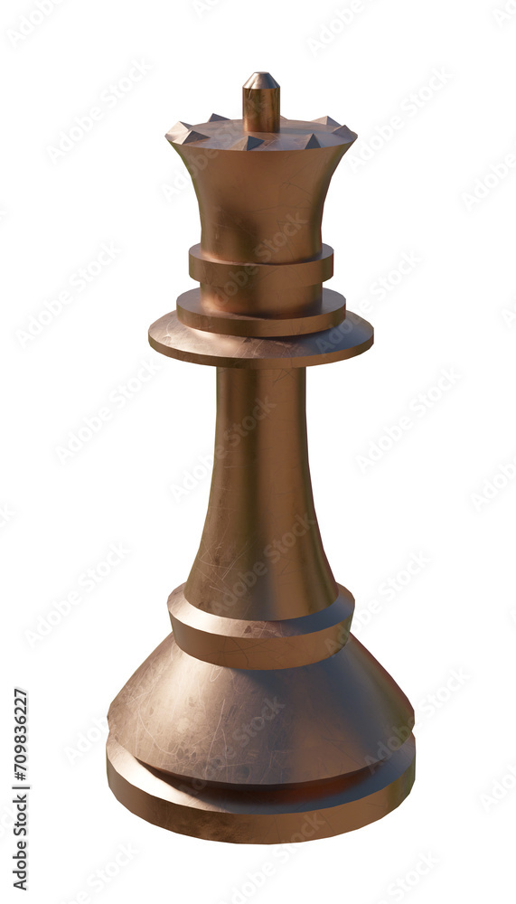 queen chess old copper 3d rendering isolated queen chess old copper 3d rendering isolated