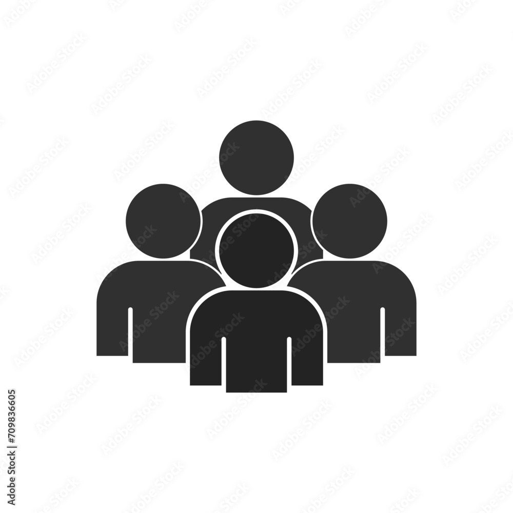 Isolated black pictogram group of people for team, teamwork, assembly point graphic element Isolated black pictogram group of people for team, teamwork, assembly point graphic element