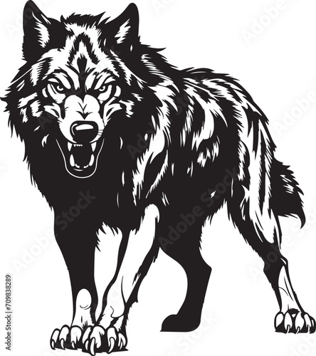 Angry Wolf, Wolf illustration, wolf icon Vector Illustration	