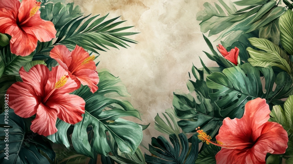 Watercolor images of flowers and leaves can be used as backgrounds for summer holidays, wedding invitations, and birthday parties. Watercolor images of flowers and leaves can be used as backgrounds for summer holidays, wedding invitations, and birthday parties.