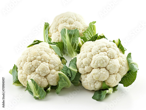 Fresh cauliflower isolated on white background. Minimalist style. 