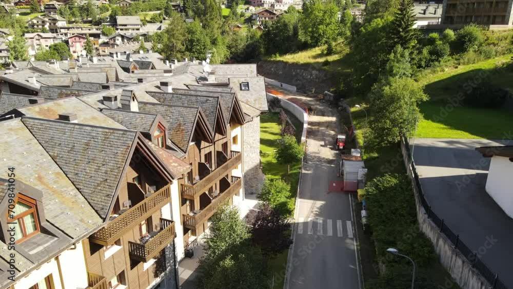 Aerial video of a picturesque town in northern Italy Ponte di Legno, province of Brescia Aerial video of a picturesque town in northern Italy Ponte di Legno, province of Brescia