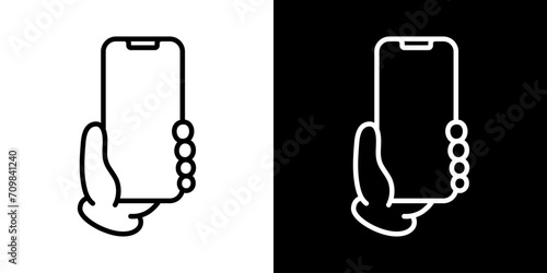 シンプルな手に持ったスマホアイコン