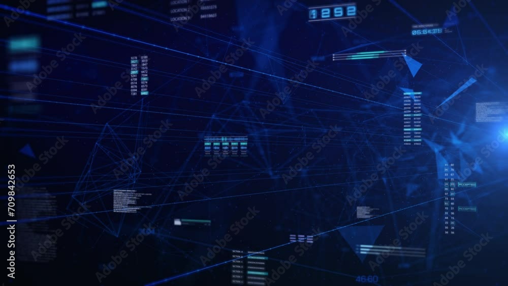 Technology UI Information Graphic Communication Data on HUD Interface System Report 4K Motion. Technology UI Information Graphic Communication Data on HUD Interface System Report 4K Motion.