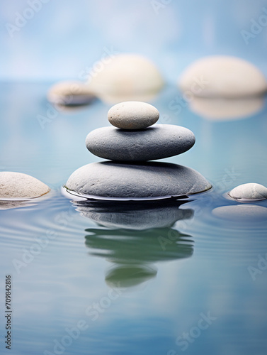 Zen SPA stone water artistic conception picture minimalist photography style composition aesthetic created with Generative Ai